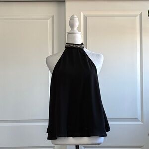 Tobi Black Halter Neck Beaded Trim Camisole New with Tags!